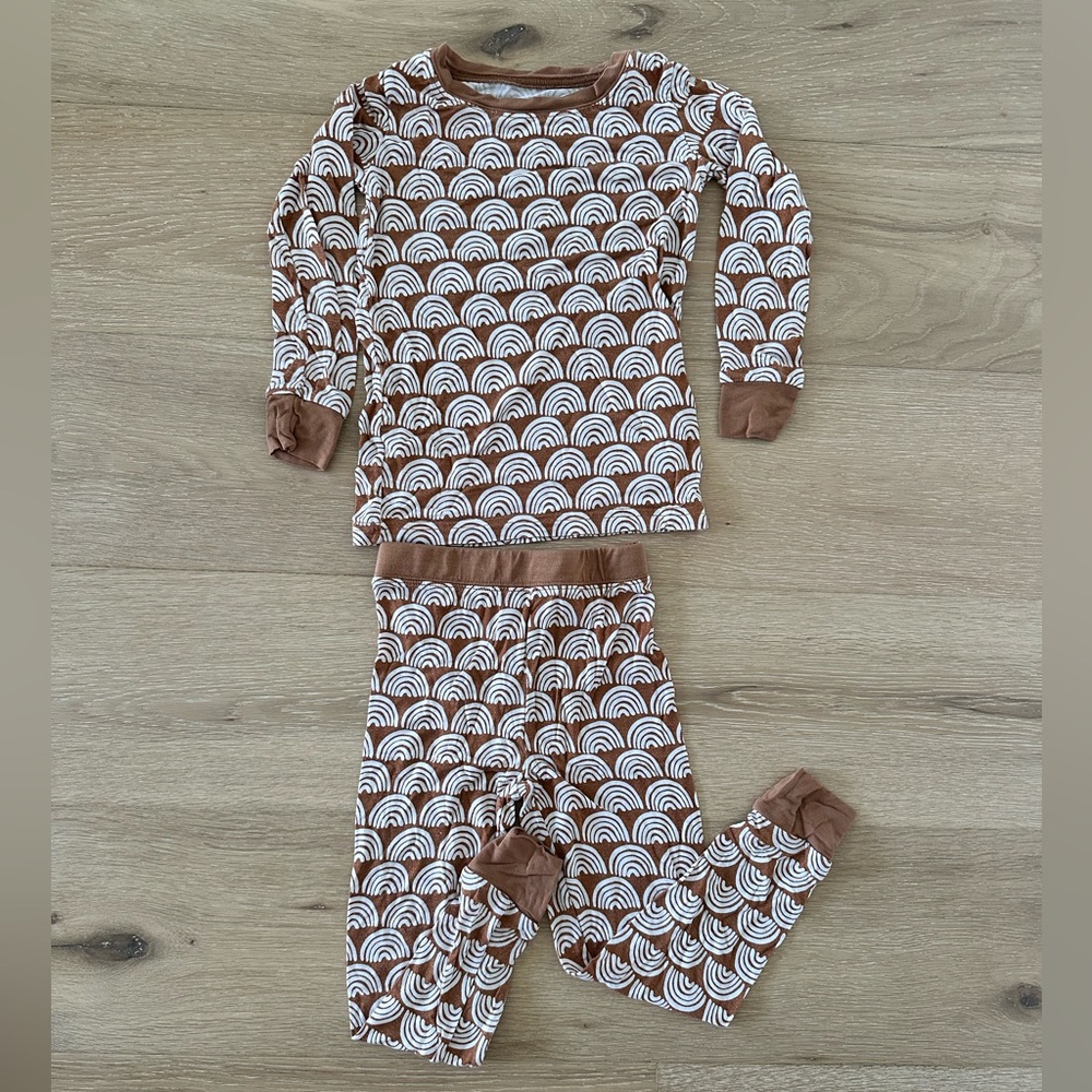 Little Sleepies Pajama Set, Size 2T, brown rainbow